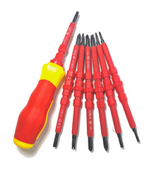 Electrician Screwdrivers Repair Tools Kit 13pcs 1000V Changeable Insulated Set with Magnetic Slotted Phillips Pozidriv Torx Bits