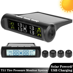 Universal Car Tire Pressure Monitoring System USB / Solar TPMS Tyre Temperature Monitor 0-6Bar Auto Security Alarm Systems