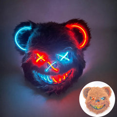 Halloween Light Up Horror Mask Glowing Bloody Bear Killer Mask Flashing Neon Scary Bear Mask for cosplay killer mask Decoration