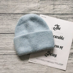 Rabbit Fur Beanies Soft Warm Fluffy Winter Hat for Women Angora Knitted Hat Skullies Beanies Female Bonnet Woman Knit Cap
