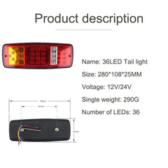 2 x LED Tail Light Durable Waterproof Truck Trailer ATV Caravan Rear Brake Light Stop Reverse Lamp Car Light Assembly