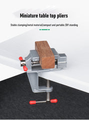 Mini Bench Vise Muliti-Funcational 3.5" Aluminum Miniature Small Jewelers Hobby Clamp On Table Flat Pliers Tool Vice