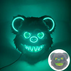 Halloween Light Up Horror Mask Glowing Bloody Bear Killer Mask Flashing Neon Scary Bear Mask for cosplay killer mask Decoration