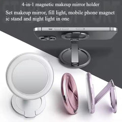 4 In 1 Metal Magnetic Led Makeup Mirror Selfie Light Phone Holder For iPhone 16 15 Pro Max 14 For Magsafe Foldable Stand M8H7