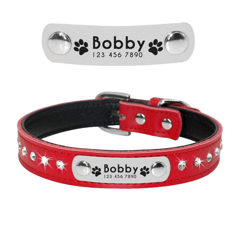 Leather Cat Collar Personalized Cat Collar For Puppy Small Dogs Pet Kitten Nameplate Collar Free Engraving Adjustable - Wowza