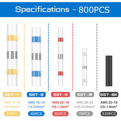 Heat Shrink Butt Waterproof Solder Seal Wire Cable Splice Terminal Kit Crimp Terminals