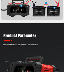 Battery Charger 12V/24V Smart Charger Lithium AGM GEL Lead-Acid LiFePO4 Battery Chargers