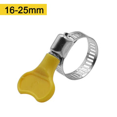 5pcs 8-44mm Adjustable Yellow Plastic Handle Hand Twist Hose Clamps Worm Driving 201 Stainless steel Pipe Clips For Tube