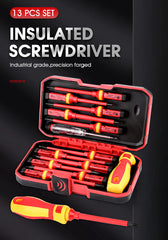 Electrician Screwdrivers Repair Tools Kit 13pcs 1000V Changeable Insulated Set with Magnetic Slotted Phillips Pozidriv Torx Bits