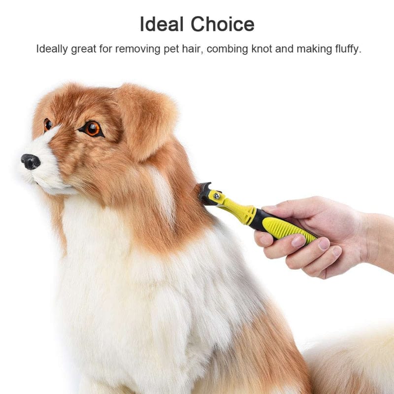 Professional Dog Brush Dematting Gently Efficient Safe Pet Comb Rake Removes Undercoat Knots Wooden Handle Puppy Goomer - Wowza
