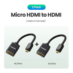 UGREEN Micro HDMI-Compatible Adapter 4K /60Hz Micro Male to Female Cable Connector Converter for Raspberry Pi 4 GoPro Micro