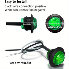 3/4" LED Side Marker Lights Clearance Front Rear Indicators Light for Truck Car Bus Trailer Van Caravan Boat Taillight