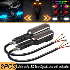 Motorcycle LED Turn Signal Lamp Projection Lamp Sequential Flowing Flash Indicator Lights Running Light Front Rear Signal Light