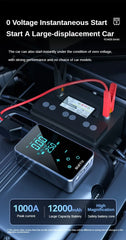 Car Jump Starter Air Pump Portable Power Bank LED Lighting Tyre Inflator Battery Charger Booster Starting Device