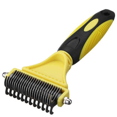 Professional Dog Brush Dematting Gently Efficient Safe Pet Comb Rake Removes Undercoat Knots Wooden Handle Puppy Goomer - Wowza