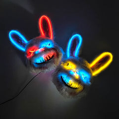 Halloween Light Up Horror Mask Glowing Bloody Bear Killer Mask Flashing Neon Scary Bear Mask for cosplay killer mask Decoration