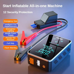 Car Jump Starter Air Pump Portable Power Bank LED Lighting Tyre Inflator Battery Charger Booster Starting Device
