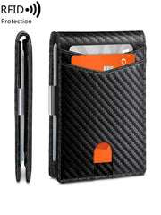 12-card wallet, Minimalist men's RFID blocking multi-functional ultra-thin front pocket bi-fold solid colour portable card holder