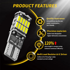 2pcs T10 high power 4014 26SMD car LED W5W bulb canbus no error interior dome lights auto width reading lamp white red amber 12V