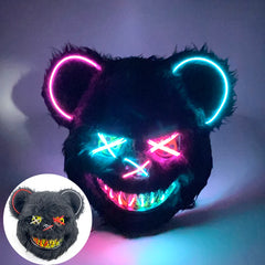 Halloween Light Up Horror Mask Glowing Bloody Bear Killer Mask Flashing Neon Scary Bear Mask for cosplay killer mask Decoration
