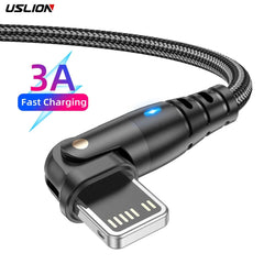 3A USB Cable ForRotating iPhone Cable 14 13 12 11 Pro Max Xs Xr X 8 plus iPad Air Mini Fast Charging iPhone Charger
