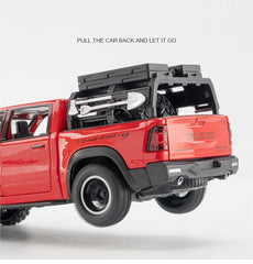 DODGE Mammoth 1000 TRX Alloy Pickup Car Model Diecast Metal Off-road Vehicle Model Sound and Light Simulation Kids Toy Gift