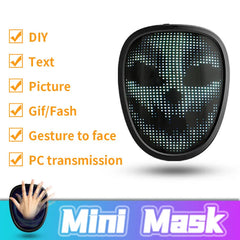LED Mask with Gesture Sensing Children Electronic Light up Mask for Halloween Party Festival Performance Kids Luminous Mask