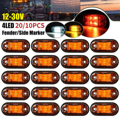 Clearance Lights 20/10PCS 4 LED 12V-24V Side Marker Lights Oval Front Rear Indicator Lamp Truck for Trailer BUS Van Caravan