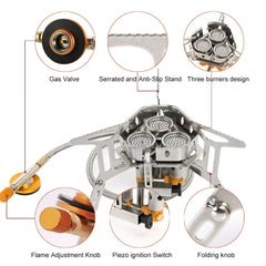 Gas Stove Burner Big Power Camping Cookware Portable Furnace Picnic Barbecue Tourism Supplies Outdoor Recreation