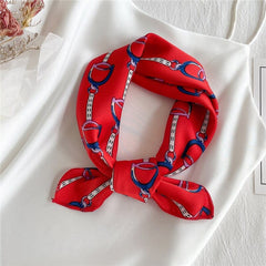 2022 New Women Silk Scarf Square Foulard Lady's Neck Hair Scarves Design Printed Head Kerchief Fashion Girl Scarfs