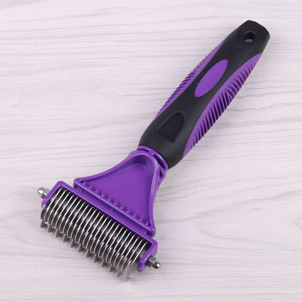 Professional Dog Brush Dematting Gently Efficient Safe Pet Comb Rake Removes Undercoat Knots Wooden Handle Puppy Goomer - Wowza