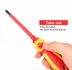 Electrician Screwdrivers Repair Tools Kit 13pcs 1000V Changeable Insulated Set with Magnetic Slotted Phillips Pozidriv Torx Bits