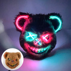 Halloween Light Up Horror Mask Glowing Bloody Bear Killer Mask Flashing Neon Scary Bear Mask for cosplay killer mask Decoration
