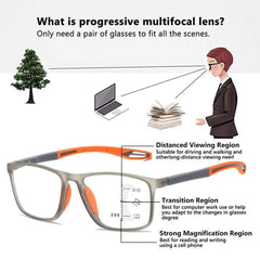 Multifocal Reading Glasses TR90 Frame Men Women Anti-blue Light Sports Eyeglasses Ultralight Bifocal Presbyopia