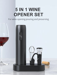 Electric Wine Bottle Opener Automatic Red Wine Corkscrew Rechargeable Wine Opener with Charging Base Wine Tools Kitchen Products
