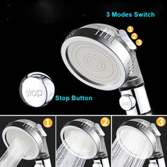 Adjustable High Pressure Shower Head Tourmaline Replaceable Filter SPA Shower Water Saving Switch Button Shower