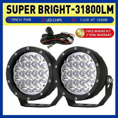 Pair Black 5INCH LED Driving Lights Spotlights And Wiring Harness