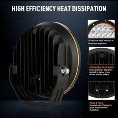 Pair Black 7-9 INCH LED Driving Lights Spotlights And Wiring Harness