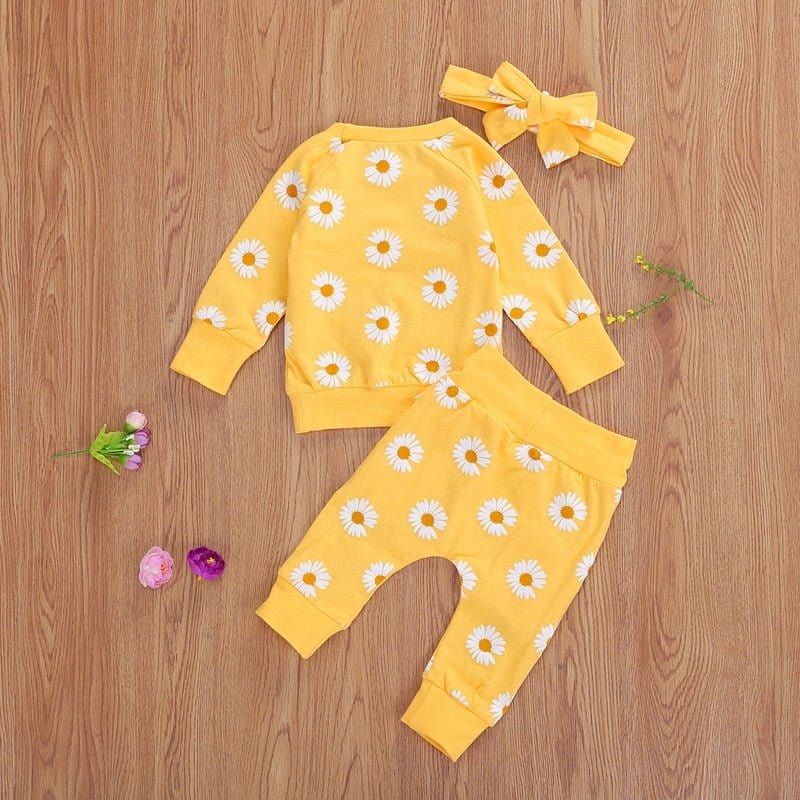 0-24M Toddler Newborn Infant Baby Girl Autumn Clothing Set Daisy Printed Cotton Top Long pants 2Pcs Outfits 3Colors - Wowza