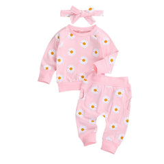 0-24M Toddler Newborn Infant Baby Girl Autumn Clothing Set Daisy Printed Cotton Top Long pants 2Pcs Outfits 3Colors - Wowza