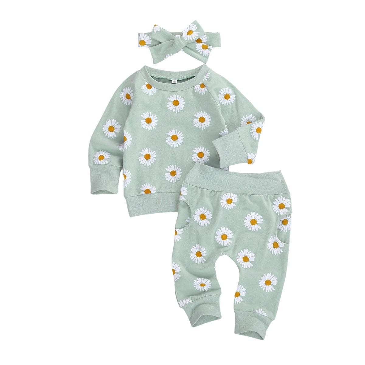 0-24M Toddler Newborn Infant Baby Girl Autumn Clothing Set Daisy Printed Cotton Top Long pants 2Pcs Outfits 3Colors - Wowza