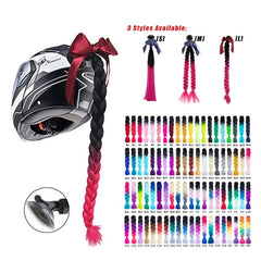 2022 New Motorcycle Helmet Braids Woman Braids Wig For Motorbike Helmets 17 Colors Twist Dual Pigtail Ponytail With Sucker Bow