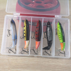5PCS Topwater Fishing Lure Set/Whopper Bait with Box/Rotating Tail 13g 19g Pencil Popper Hard Bait Fishing
