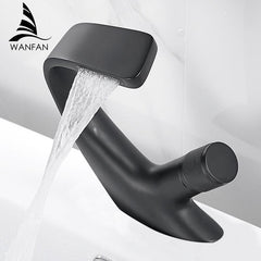 Basin Faucets Matte Black Modern Bathroom Mixer Tap Brass Washbasin Faucet Single Handle Single Hole Elegant Crane 855818