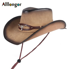 High Quality Western Cowboy Hat Men Women 2023 Faux Leather Cappello Classics Dad chapeau homme Vaquero cowboy Vintage Cap