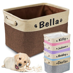 Custom Pet Storage Box Free Dog Name Printing Canvas Waterproof Dog Cat Toy Storage Container Foldable Storage Bag For Dogs Cats - Wowza