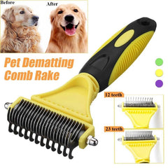 Professional Dog Brush Dematting Gently Efficient Safe Pet Comb Rake Removes Undercoat Knots Wooden Handle Puppy Goomer - Wowza