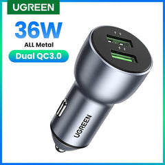 UGREEN Car Charger,Fast Charger for Redmi Note 10,USB Charger for Xiaomi iPhone,Quick 3.0 Charge for Samsung,QC3.0 Phone Charger