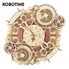 Robotime Zodiac Wall Clock TIME ART 3D Wooden Puzzle Model Building Block Kits DIY Gift for Children Kid Adult Home Decor Clock