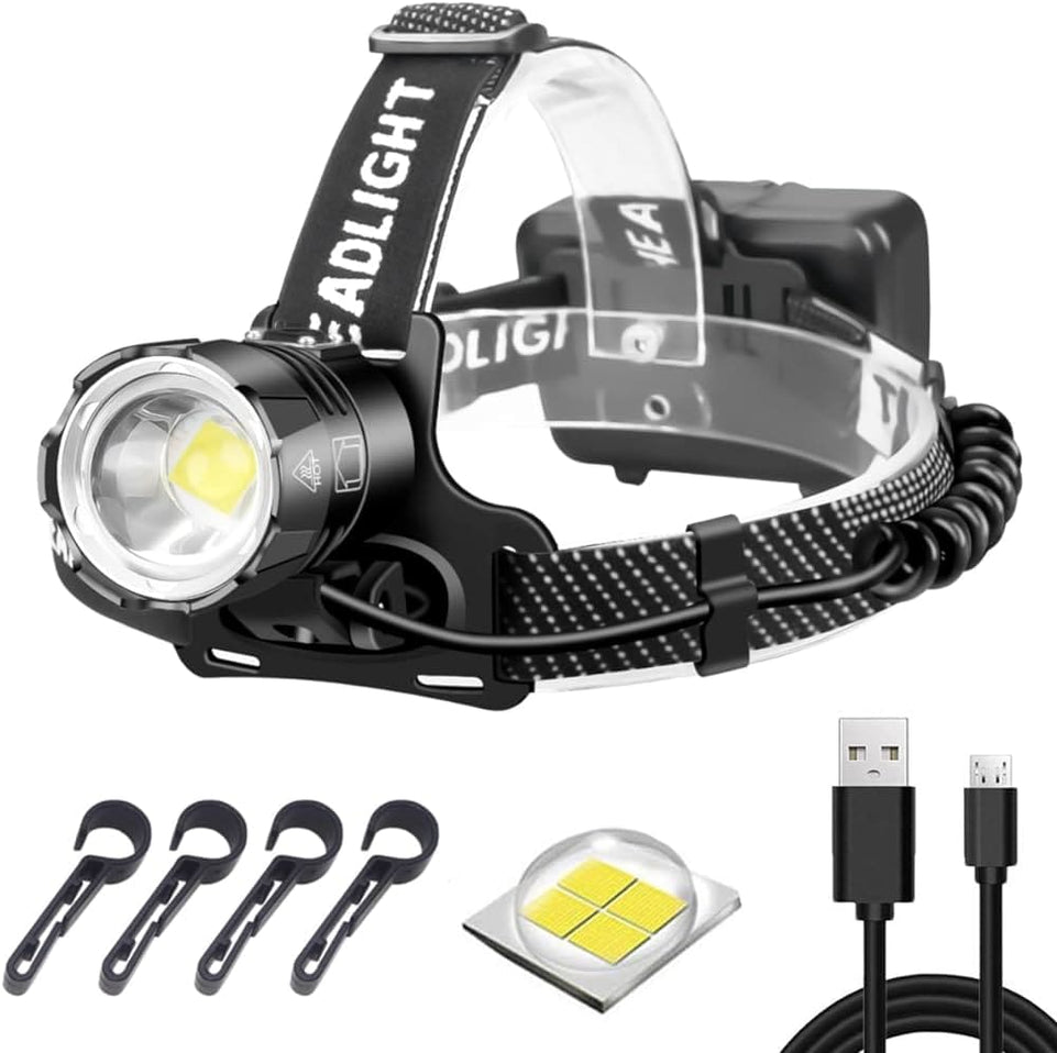 100000LM LED Headlamp Sensor XHP90.2 Headlight with Built-in Battery Flashlight USB Rechargeable Head Lamp Torch Light Lantern